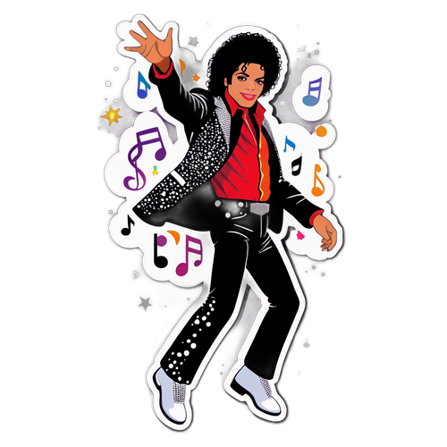 Adesivo vivace di Michael Jackson in pose di moonwalk