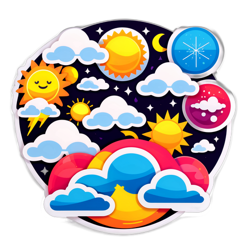 Farbenfrohes Stickerdesign für das Wetter von morgen