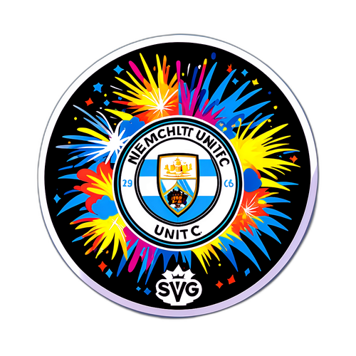 Sticker cu artificii sărbătorind meciul dintre Man City și Newcastle United