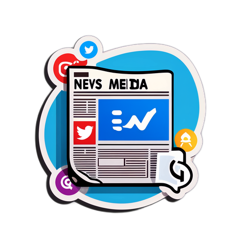 Эмблема новостей с газетой и иконками социальных сетей