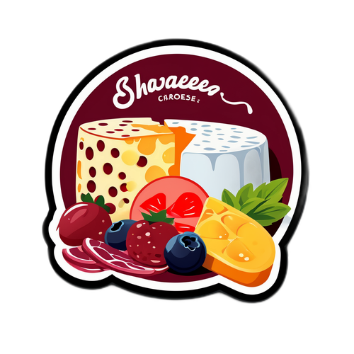 Un autocollant de fromage Reblochon et ses accompagnements