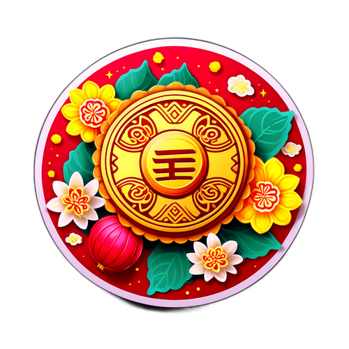 中秋節月餅與桂花的傳統元素結合棒球主題