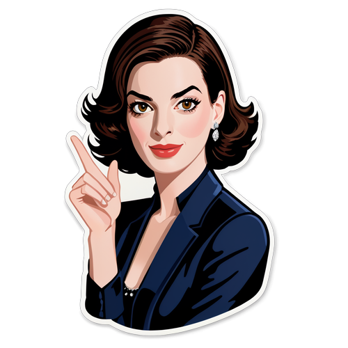 Anne Hathaway Unveiled: The Glamorous Sticker That Captures Hollywood's Elegance!