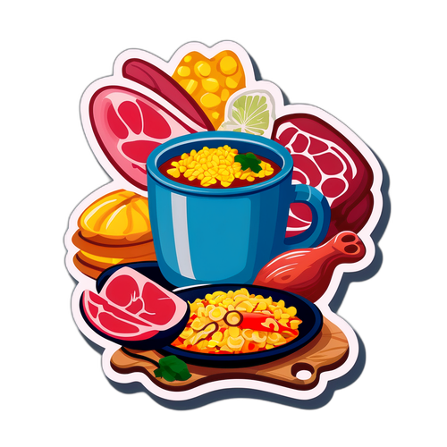 Трендова наклейка з іспанською кружкою та традиційними стравами
