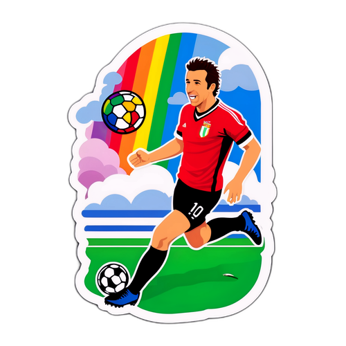 Del Piero che segna con un arcobaleno