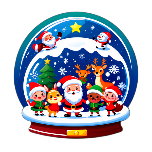 Masayang Snow Globe na may Eksenang Paskong Taglamig