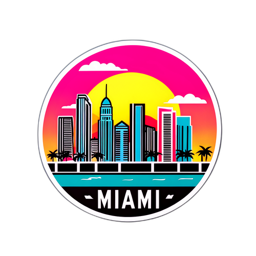Stiker Seni Skyline Miami