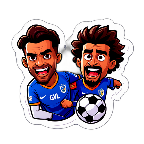 Stiker Pertandingan Bola Sepak Kartun yang Ceria