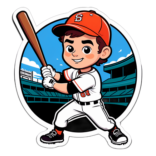 Tyler O'Neill Hitting a Baseball in Cartoon Style