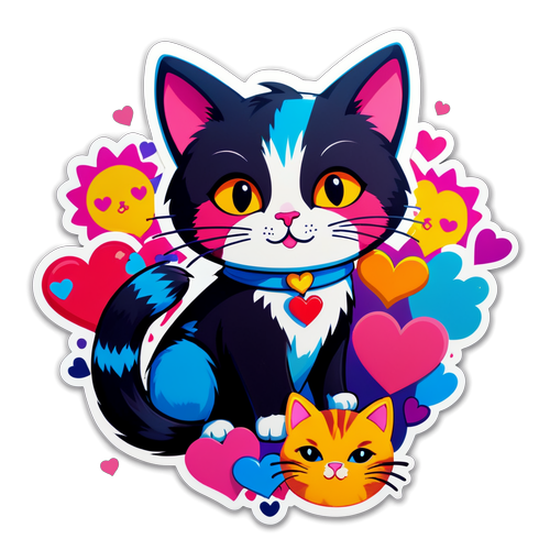 Stiker Ceria XO, Kitty dengan Ilustrasi Kucing