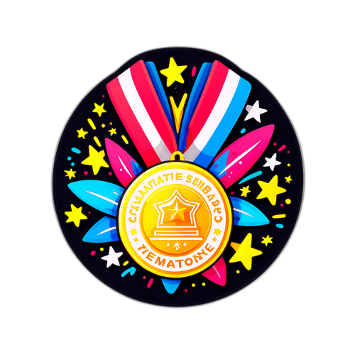 受賞者を祝うメダルのステッカー