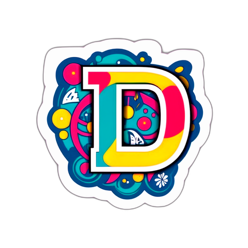 Farverig D Sticker