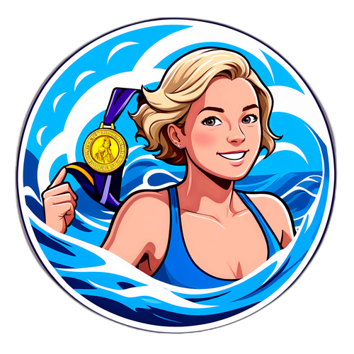 Franziska van Almsick schwimmend mit Medaillen