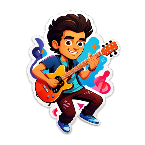Stiker Kike Pérez Bermain Gitar