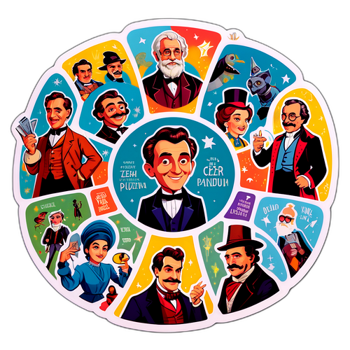 Przyklejka z ilustracjami ról Cezarego Pazury