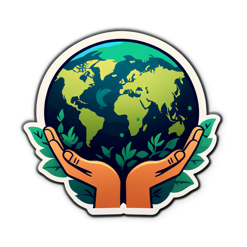 Réveillez votre conscience : La Terre dans les mains de la nature, un sticker éblouissant pour le mouvement climatique !