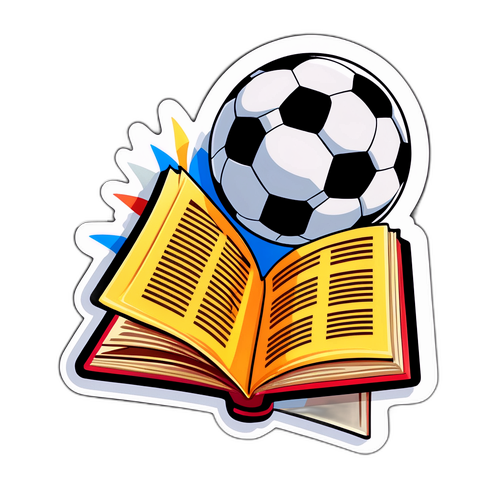 Sticker cu carte deschisă și minge de fotbal