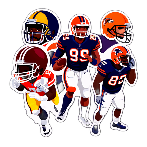 재미있는 만화 디자인의 NFL 선수들 스티커
