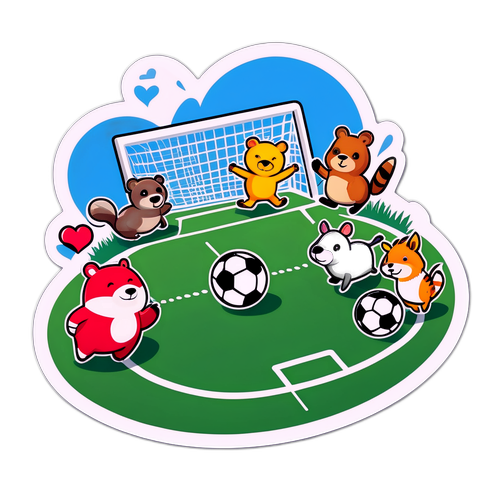 Sticker động vật chơi bóng đá