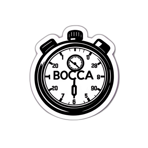 Dibujo de un cronómetro con la fecha de un partido, con el texto 'Boca When They Play'