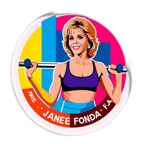 Farverig klistermærke af Jane Fonda