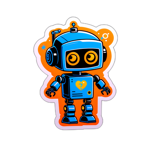 Legesyg robotklistermærke med humor