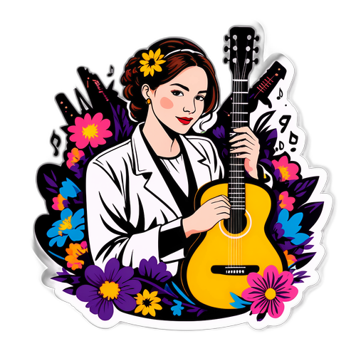 Стикер с Ваней Дмитриенко с гитарой