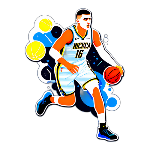 An Artistic Representation of Nikola Jokic Delivering a Precision Pass