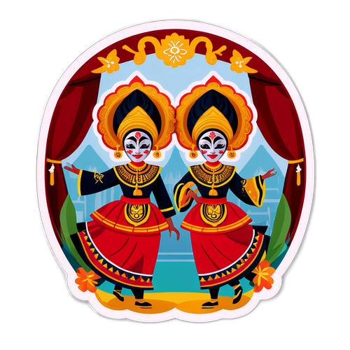 Stiker Merayakan Festival Tradisional Jawa