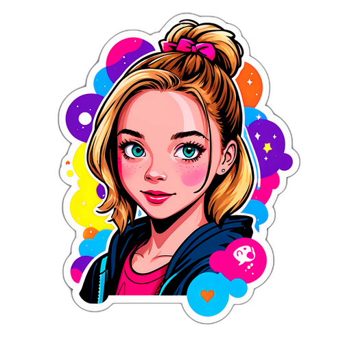 Дизайн наклейки Сидни Суини в образе ее любимого персонажа