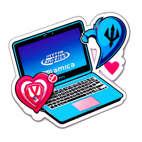 הוא מעצב מחשב נייד עם מדבקות של אתלטיקו מדריד ואינטר מיאמי