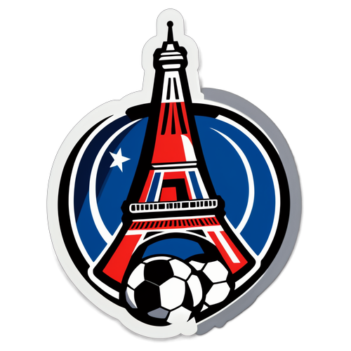 Autocollant PSG avec la Tour Eiffel et un ballon de football