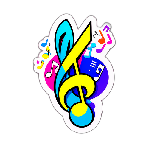 Autocolant colorat cu note muzicale