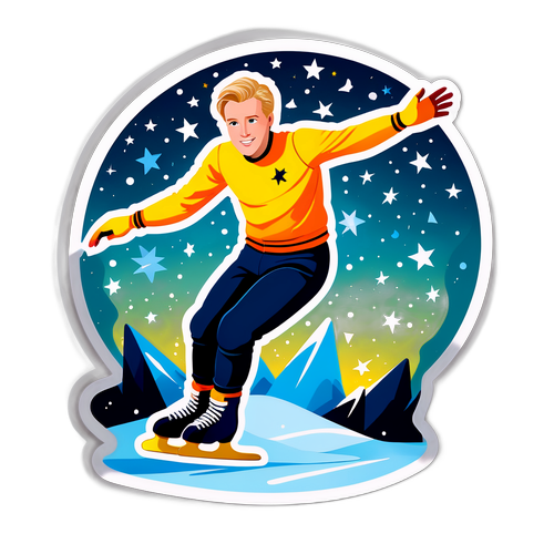 Anton Lundell luistelussa tähtitaivaan alla