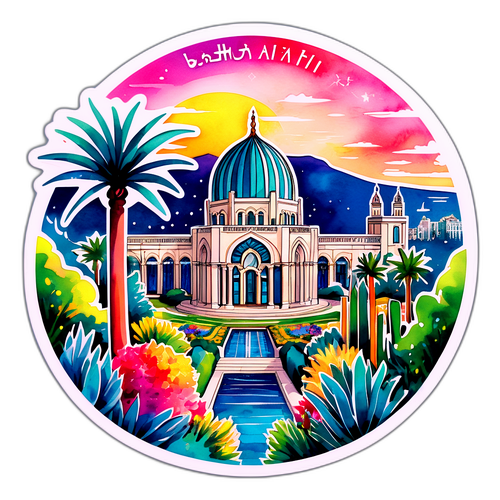 Sticker mit den Baha'i-Gärten von Haifa