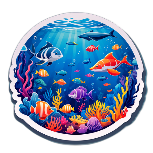 Творчий стікер з водними істотами в стилі Ушакова