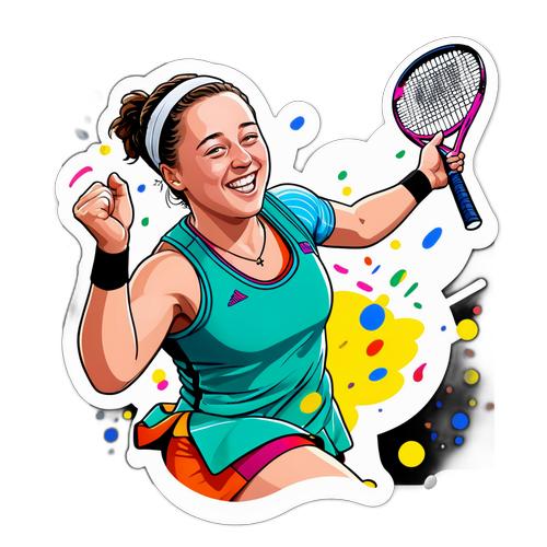Masiglang Sticker ni Jeļena Ostapenko sa Pagdiriwang ng Panalo