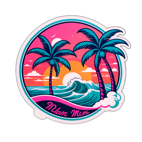 Elegant sticker med Inter Miami-logotyp och strandmotiv