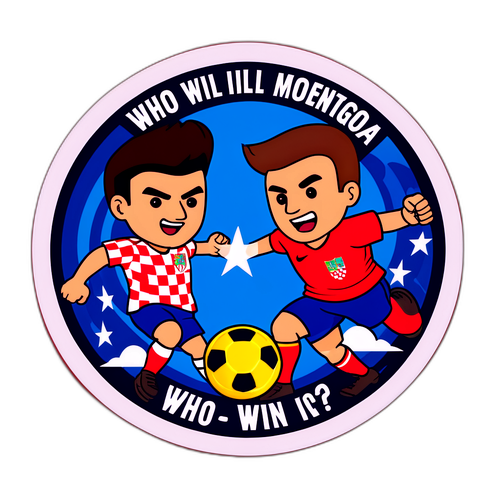 สติ๊กเกอร์ที่มีการแข่งขันฟุตบอลระหว่างโครเอเชียและมอนเตเนโกร