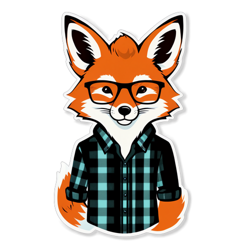 Hipster Fox Sticker