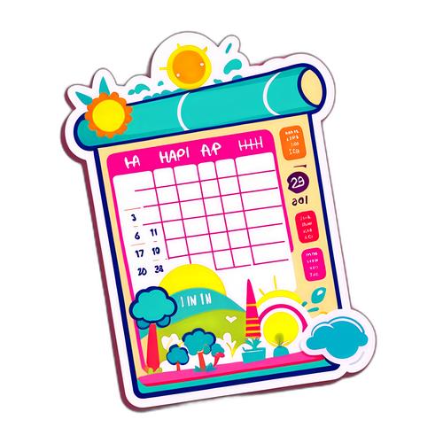 Stiker Halaman Kalender yang Ceria