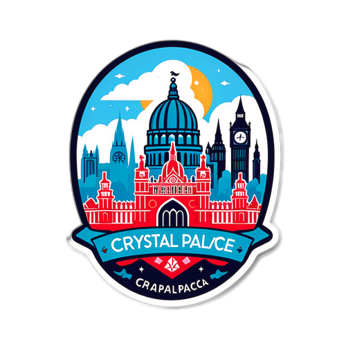 Pelekat Minimalis Logo Crystal Palace Bersama Landmark London