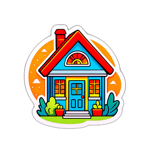 Милая наклейка с изображением дома и словом 'Svo'