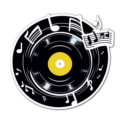 Stiker Retro Vinyl Record