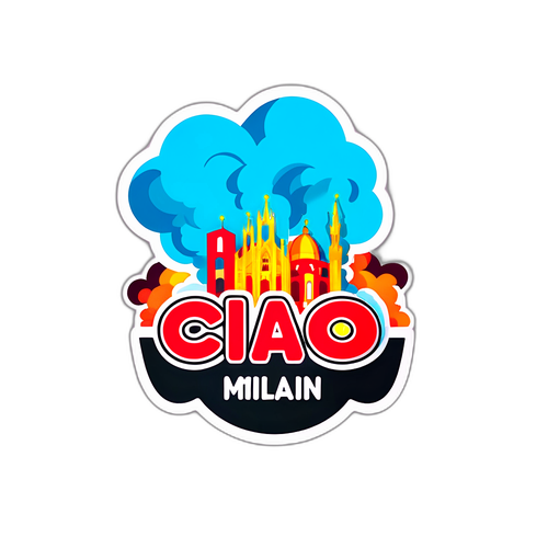 สติ๊กเกอร์ 'Ciao Milan!' ที่มีเอฟเฟกต์ควัน