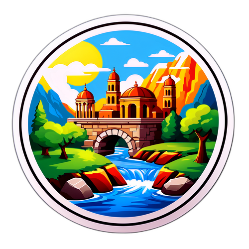 Кам'яний ландшафт з річкою та архітектурними пам'ятками