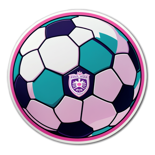 Balón de fútbol ilustrado con detalles de equipo Inter Miami y Orlando City