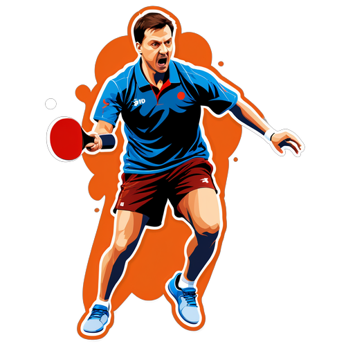 Timo Boll in Aktion: Das Aufregende Sticker-Design, das Deinen Kampfgeist Entfesselt!