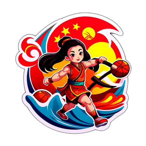 传统中国文化与现代体育结合的贴纸