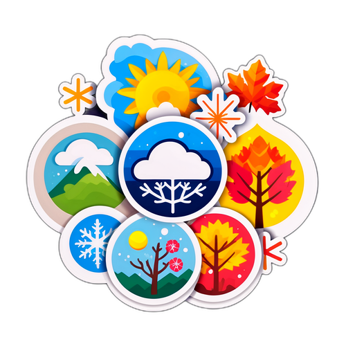 四季變化天氣貼紙